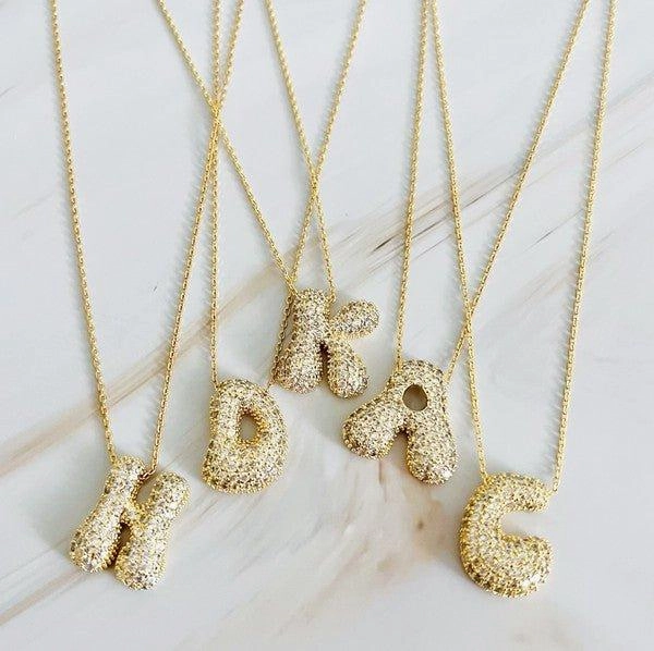 Crystal Bubble Letter Necklace