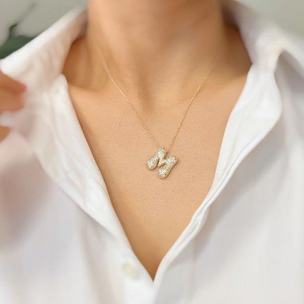Crystal Bubble Letter Necklace