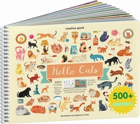 Cupkin Hello Cats Sticker Book Activity for Kids, Toddler Airplane Travel Essentials, 500  Stickers for Kids 12 Scenes   Coloring Book Pages, Cat Gift Girls and Boys, Children's Crafts Ages 2-8