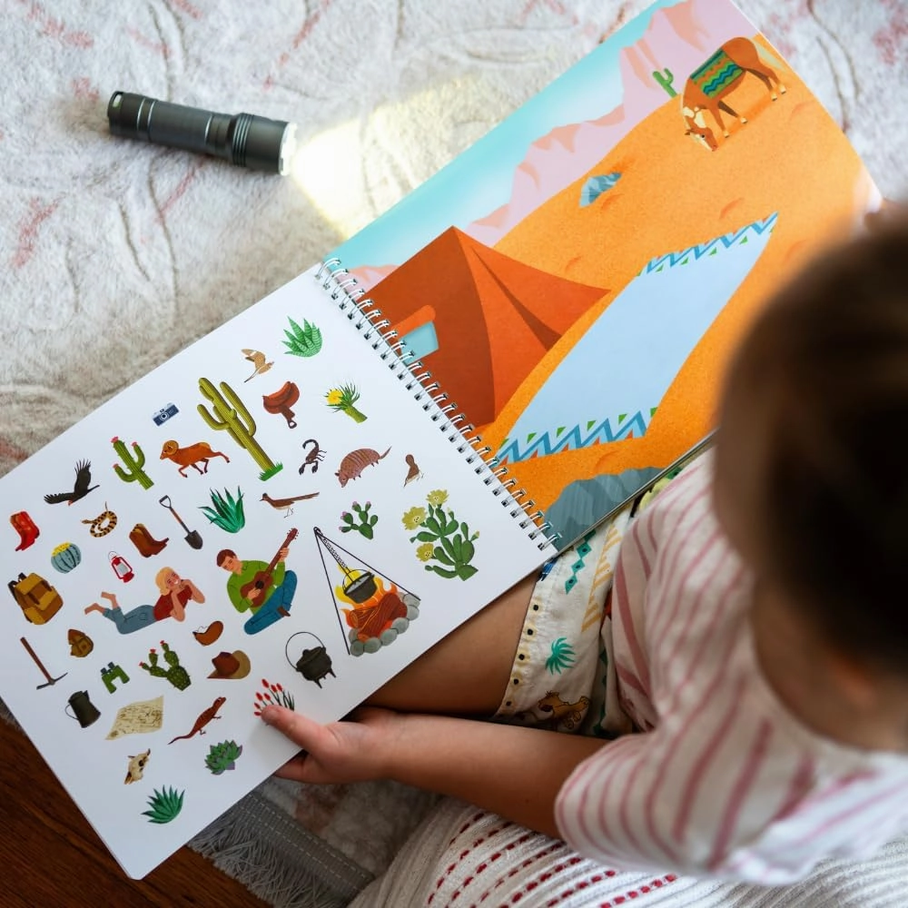 CUPKIN Sticker Book for Kids 2-4, 500  Kids Stickers, Camping Stickers 12 Coloring Pages 12 Side by Side Scenes, Fun Toddler Travel Activity Coloring and Sticker Books for Ages 4-8   8-10