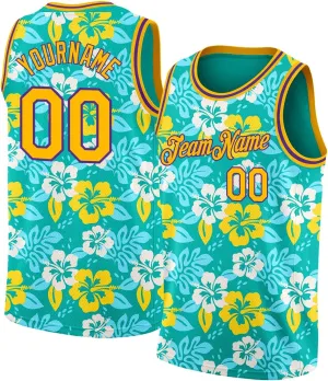 Custom Basketball Jersey, Custom City Cream Royal-White 3D Pattern Beach Seashells and Starfishes Basketballs