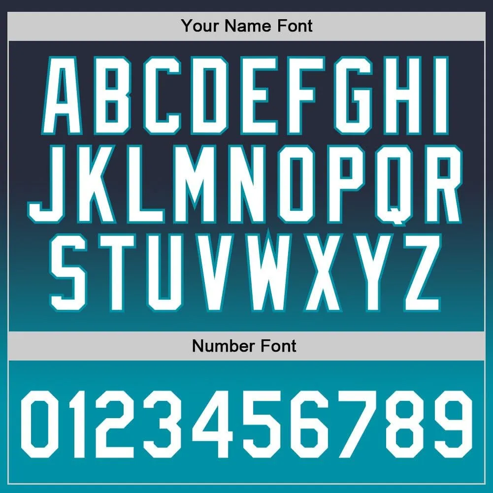 Custom Basketball Jersey, Custom Navy White-Teal Fade Fashion Basketballs Jerseys, Printed Name Number Athletic