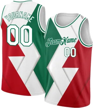 Custom Jersey Basketball, Custom Kelly Green Gold-Red Throwback Basketballs Jerseys, Printed Name Numbe