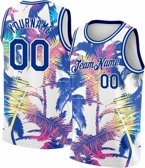 Custom Basketball Jersey, Custom Black Kelly Green-White 3D Pattern Tropical Hawaii Leaves Basketballs Jerseys