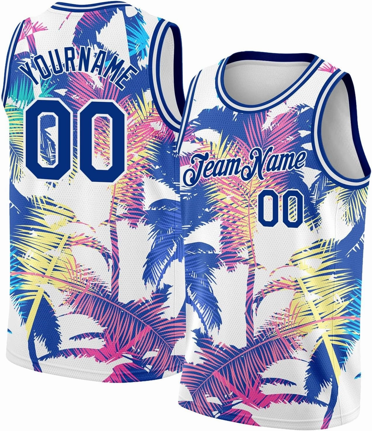 Custom Basketball Jersey, Custom Black Kelly Green-White 3D Pattern Tropical Hawaii Leaves Basketballs Jerseys