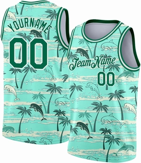 Custom Basketball Jersey, Custom White Red 3D Pattern Tropical Hawaii Leaves and Flamingo Basketballs Jerseys