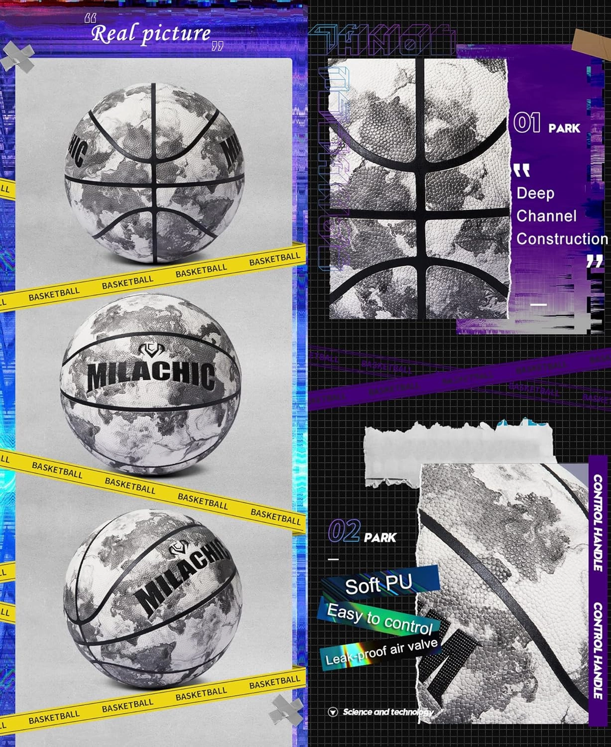 Customized Personalized Basketball - Glow in The Dark, Size 7 (29.5"), Size 6 (28.5"), Size 5 (27.5") - Custom Name, Text, Logo, Photos