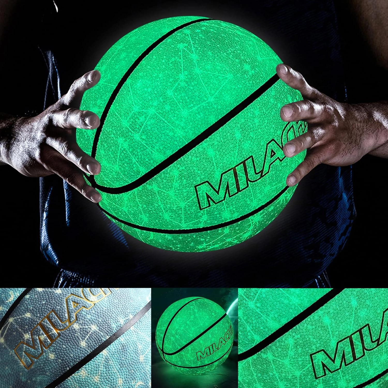Customized Personalized Basketball - Glow in The Dark, Size 7 (29.5"), Size 6 (28.5"), Size 5 (27.5") - Custom Name, Text, Logo, Photos