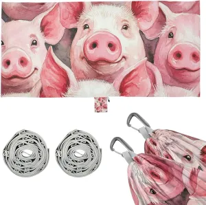 Cute Cartoon Pig Hammocks for Camping with Hanging Rope Hanging Hammock for Indoor Outdoor Patio