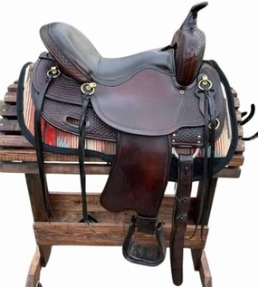 D&L Saddlery Western Barrel Racing Horse Saddles Trail Equestrian Horse Saddle Classic Quality Premium Leather Comfort for Horse Riding Size:10-18 inches Seat Available BRL12