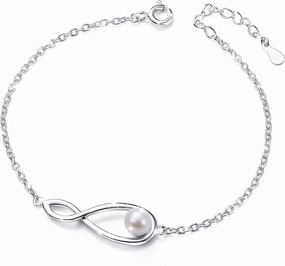 DAOCHONG S925 Sterling Silver snowflake Infinity Cross Adjustable Link Bangle Bracelet for Women