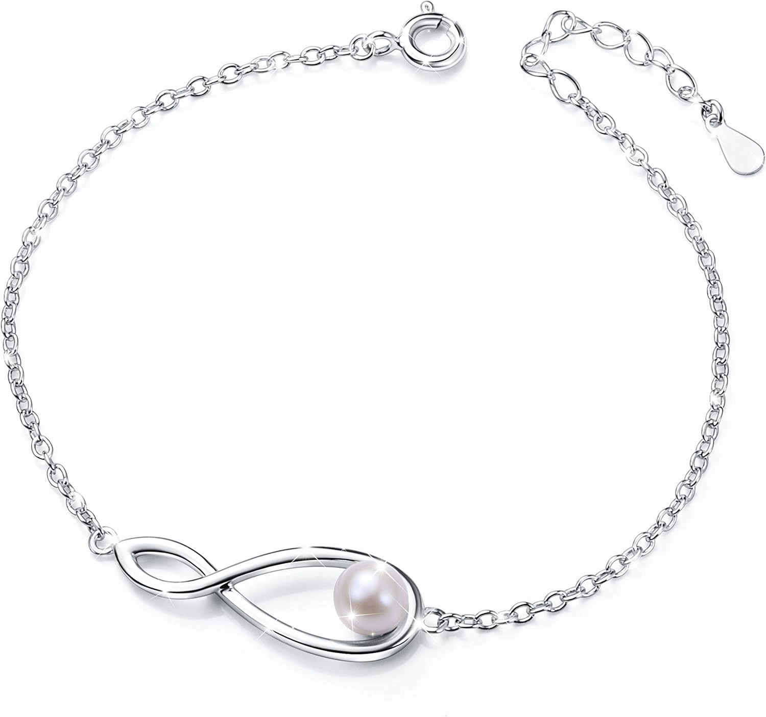 DAOCHONG S925 Sterling Silver snowflake Infinity Cross Adjustable Link Bangle Bracelet for Women