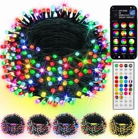 Dazzle Bright Smart Color Changing Christmas Lights, 66FT 200 LED RGB String Lights with Remote & App Controlled, Christmas Decorations for Indoor Outdoor Holiday Xmas Tree Party Decor