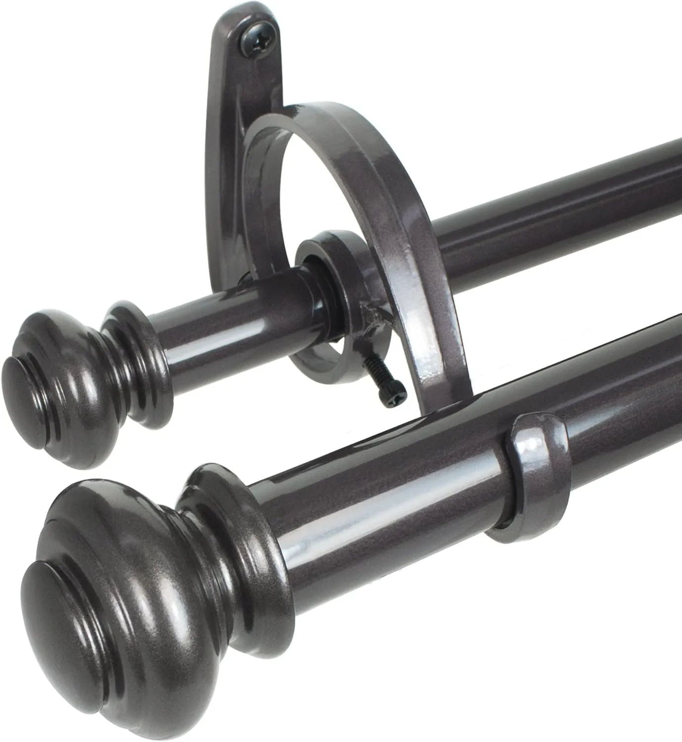 Decopolitan Urn Telescoping Double Drapery Rod Set, 72-144", Bronze