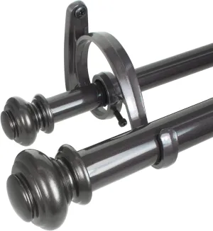 Decopolitan Urn Telescoping Double Drapery Rod Set, 72-144", Bronze