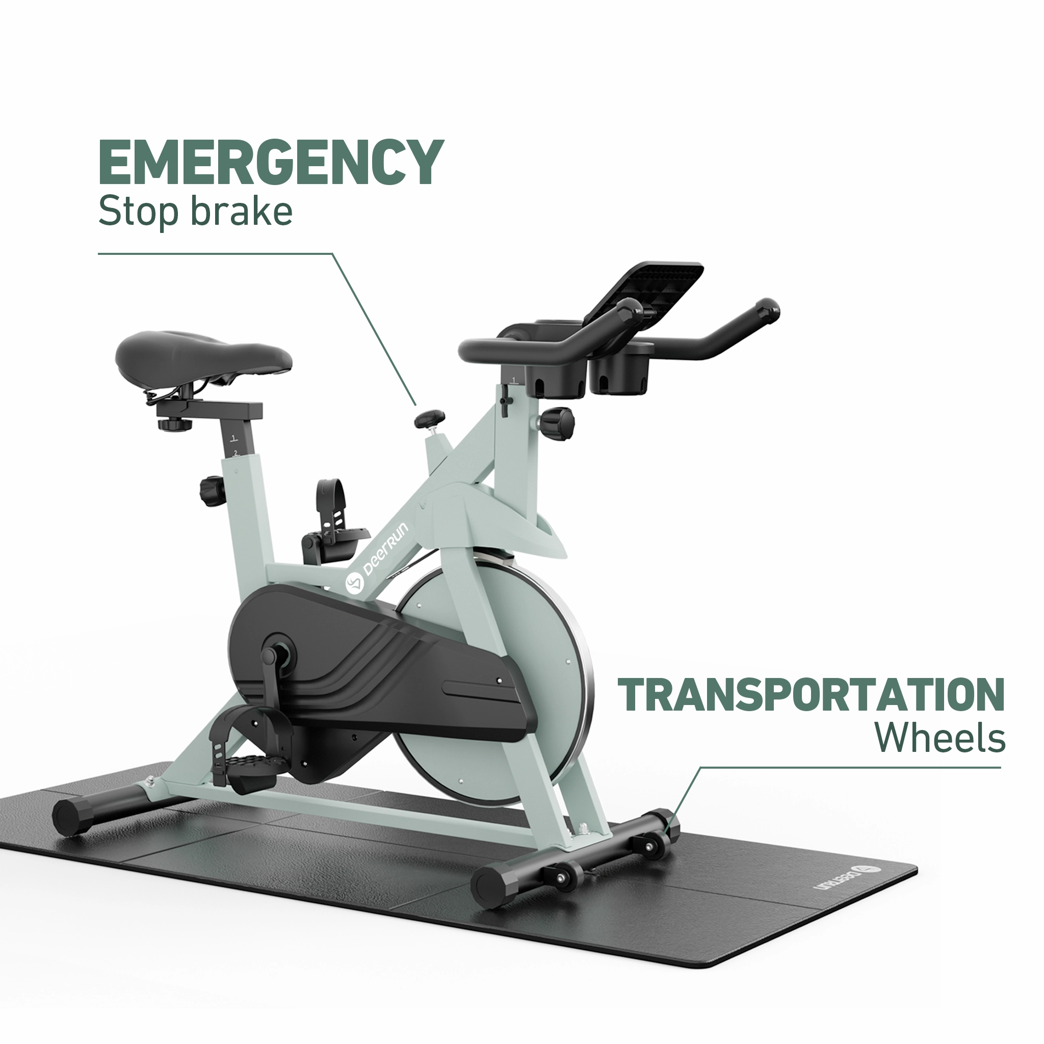 DeerRun S500 Indoor Smart Stationary Cycling Bike with Mat, 1-32 Magnetic Resistance