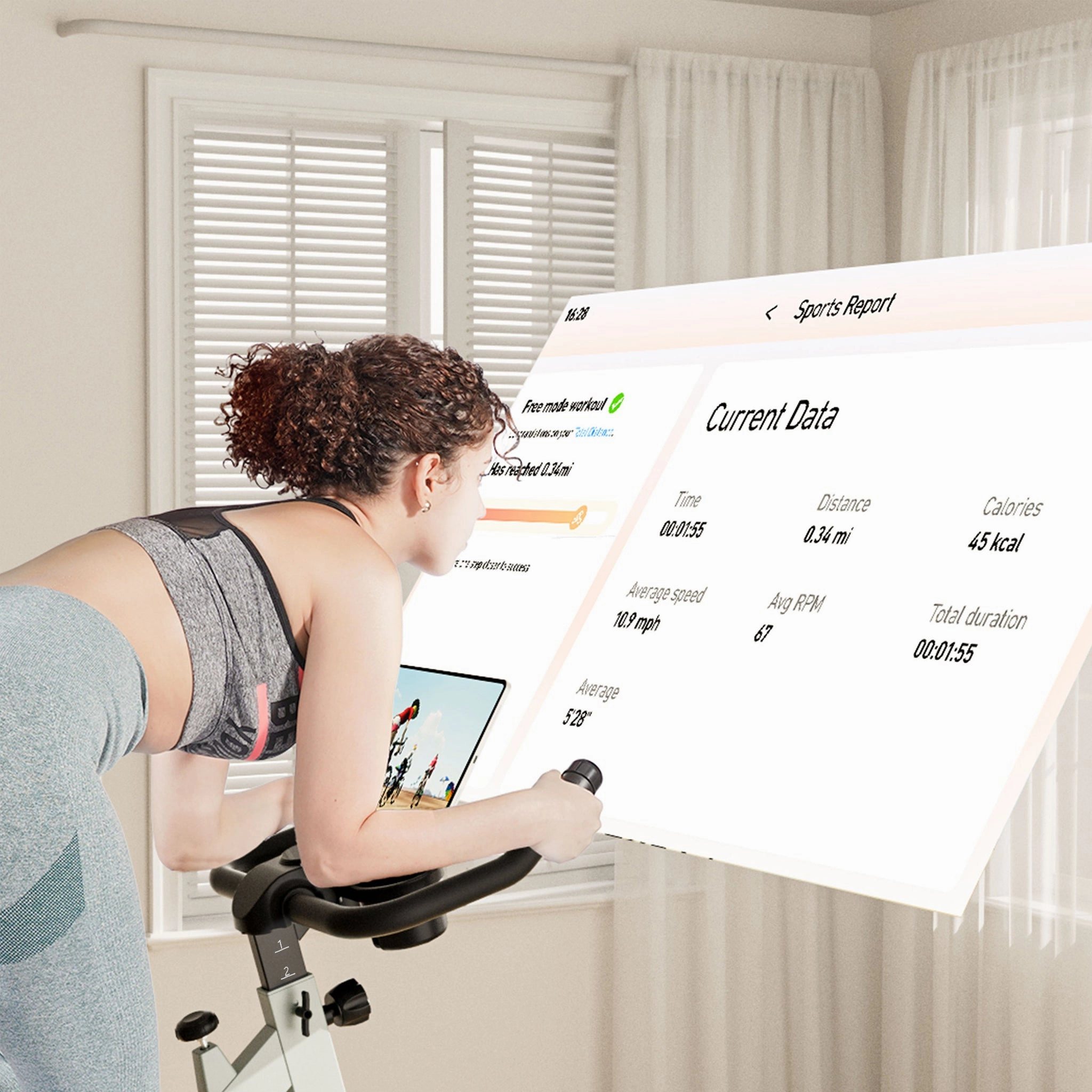 DeerRun S500 Indoor Smart Stationary Cycling Bike with Mat, 1-32 Magnetic Resistance