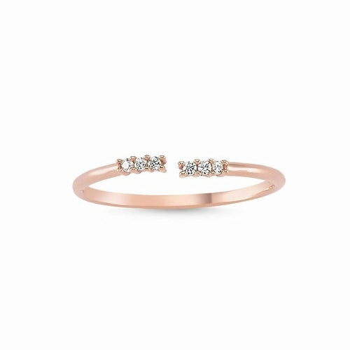 Delicate Adjustable Silver Ring with CZ Crystals