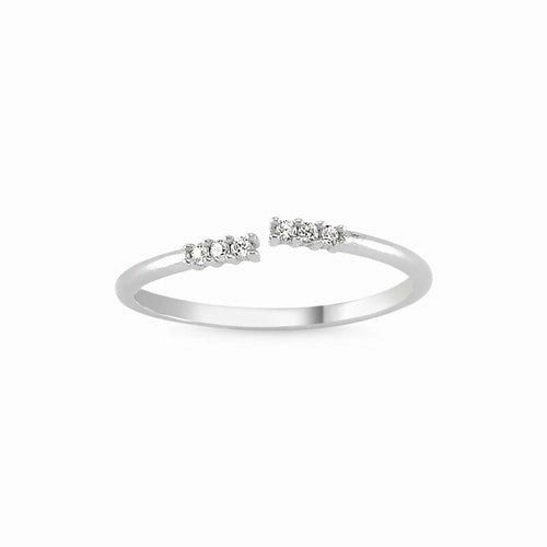 Delicate Adjustable Silver Ring with CZ Crystals