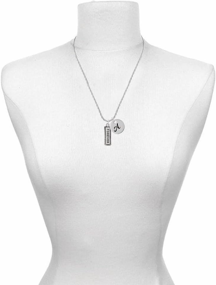 Delight Jewelry Silvertone Forever - Silvertone Script Initial Disc - Charm Necklace, 20" 3"