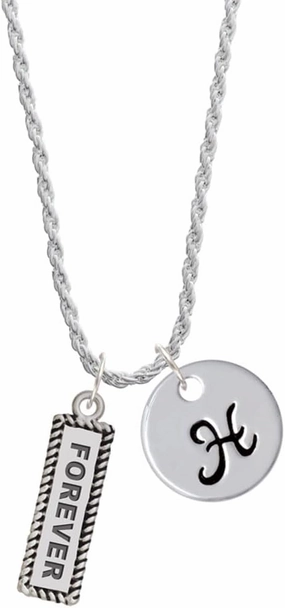 Delight Jewelry Silvertone Forever - Silvertone Script Initial Disc - Charm Necklace, 20" 3"