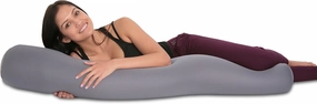 Deluxe Comfort Microbead Body Pillow (47" x 7") – Mooshi Squishy Soft – Prenatal Pregnancy Pillow – Full-Body Side Sleeper – Body Pillow, Grey