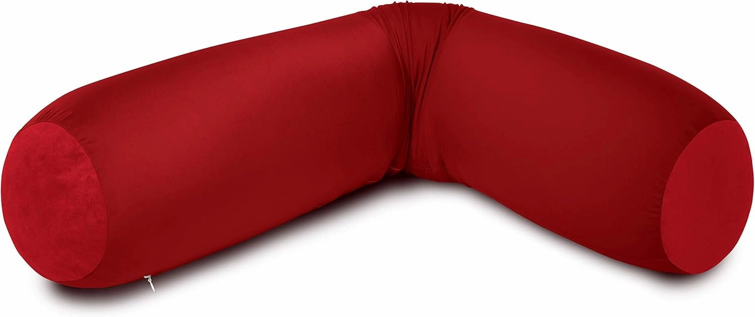 Deluxe Comfort Microbead Body Pillow (47" x 7") - Mooshi Squishy Soft - Prenatal Pregnancy Pillow, Red