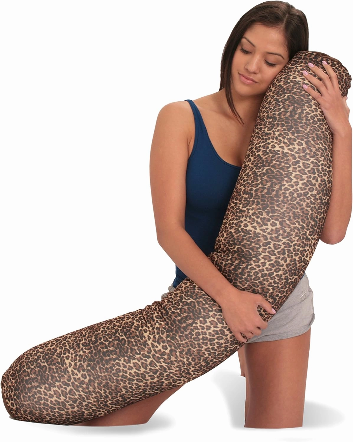 DeluxeComfort Microbead Body Pillow (47" x 7") - Mooshi Squishy Soft - Prenatal Pregnancy Pillow - Full-Body Side Sleeper - Body Pillow, Lepoard, (LRGMBR-Lepoard-10)