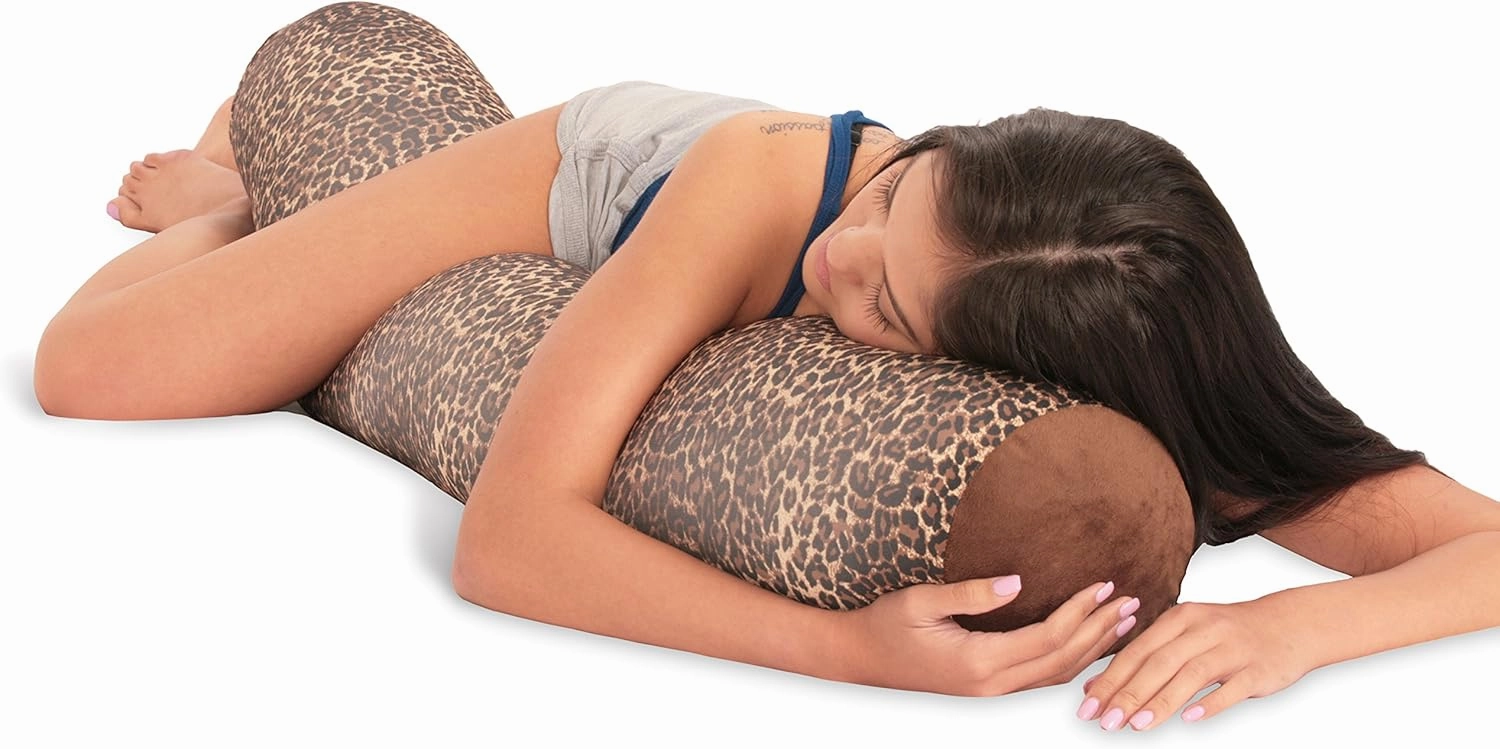 DeluxeComfort Microbead Body Pillow (47" x 7") - Mooshi Squishy Soft - Prenatal Pregnancy Pillow - Full-Body Side Sleeper - Body Pillow, Lepoard, (LRGMBR-Lepoard-10)