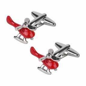 Designer Stylish Helicopter Design Silver Rodium Plated Cufflinks for Men (SJ_7152)
