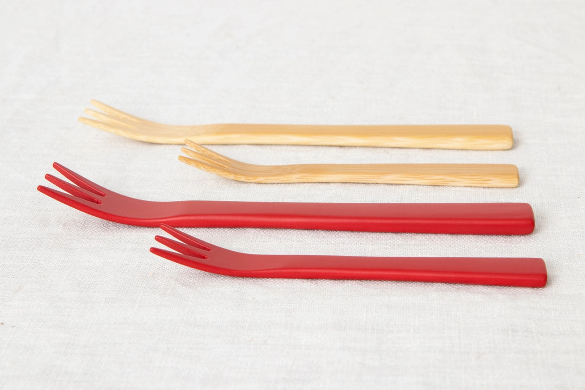 Dessert Fork S, L [ Natural, Red ] / Mōsō bamboo / Ōita-JPN 211110