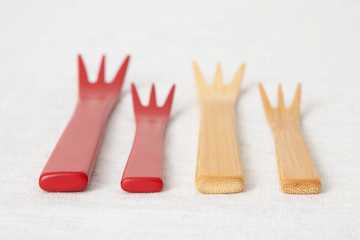 Dessert Fork S, L [ Natural, Red ] / Mōsō bamboo / Ōita-JPN 211110