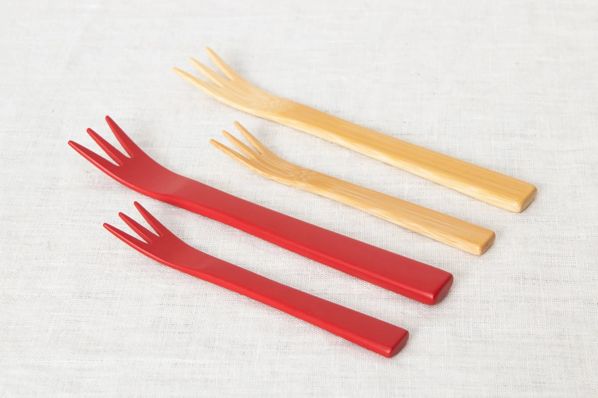 Dessert Fork S, L [ Natural, Red ] / Mōsō bamboo / Ōita-JPN 211110