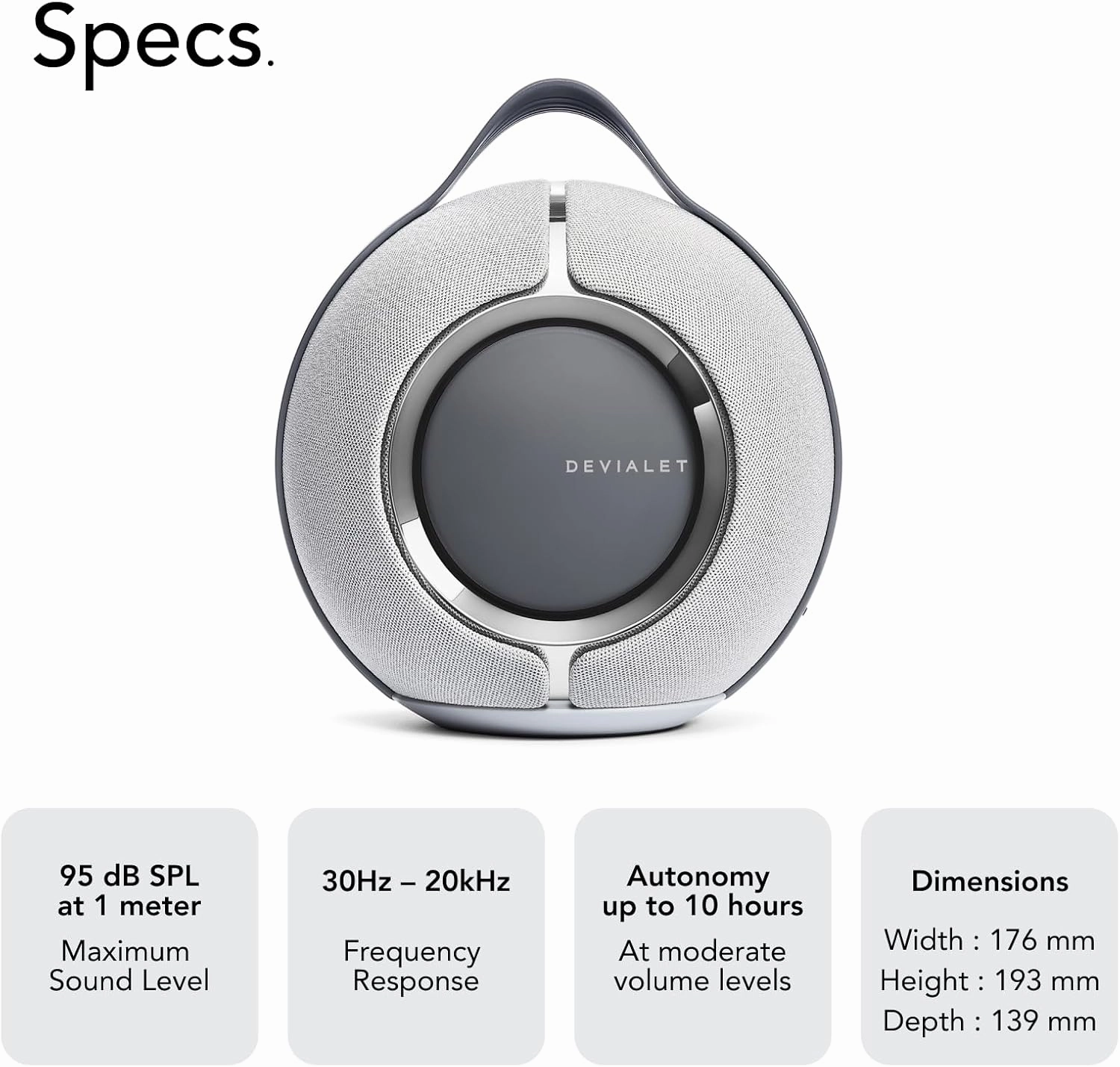 Devialet - Mania Portable Smart Speaker Light Grey- Premium Compact Sound - High-Fidelity Audio in Compact Design - Deep Bass, Smooth Connectivity, Adaptive Sound, Durable Design