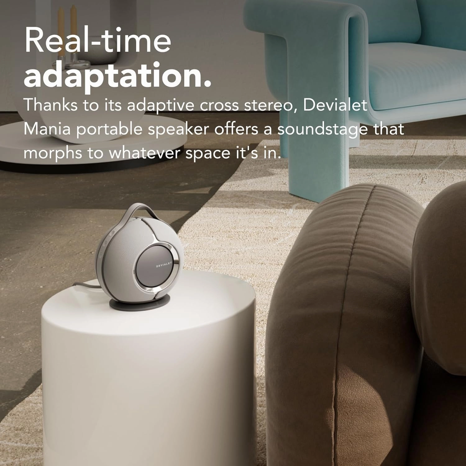 Devialet - Mania Portable Smart Speaker Light Grey- Premium Compact Sound - High-Fidelity Audio in Compact Design - Deep Bass, Smooth Connectivity, Adaptive Sound, Durable Design