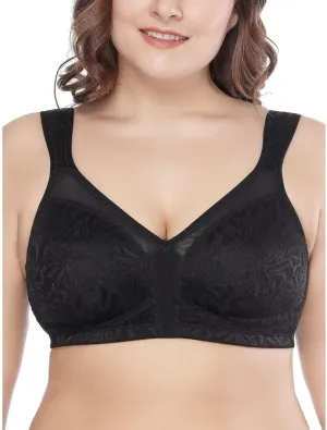 Deyllo Women's Full Coverage Plus Size Comfort Minimizer Bra Wirefree Non Padded