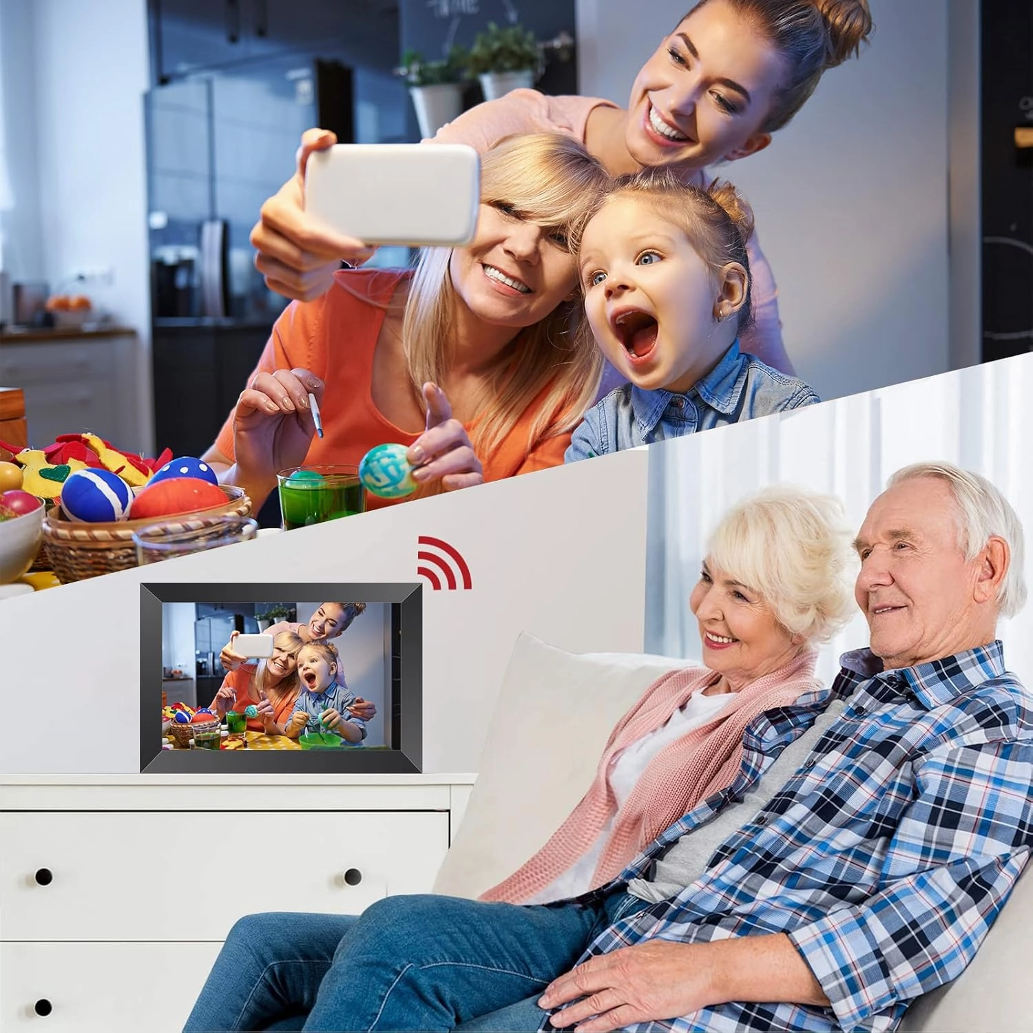 Digital Picture Frame, 10.1" 1280x800 HD IPS Touch Screen Picture Frames with 32GB Memory, Smart Digital Photo Frame Warm Gifts for Mom, Quick & Easy Setup,Share Photos and Videos via Frameo App