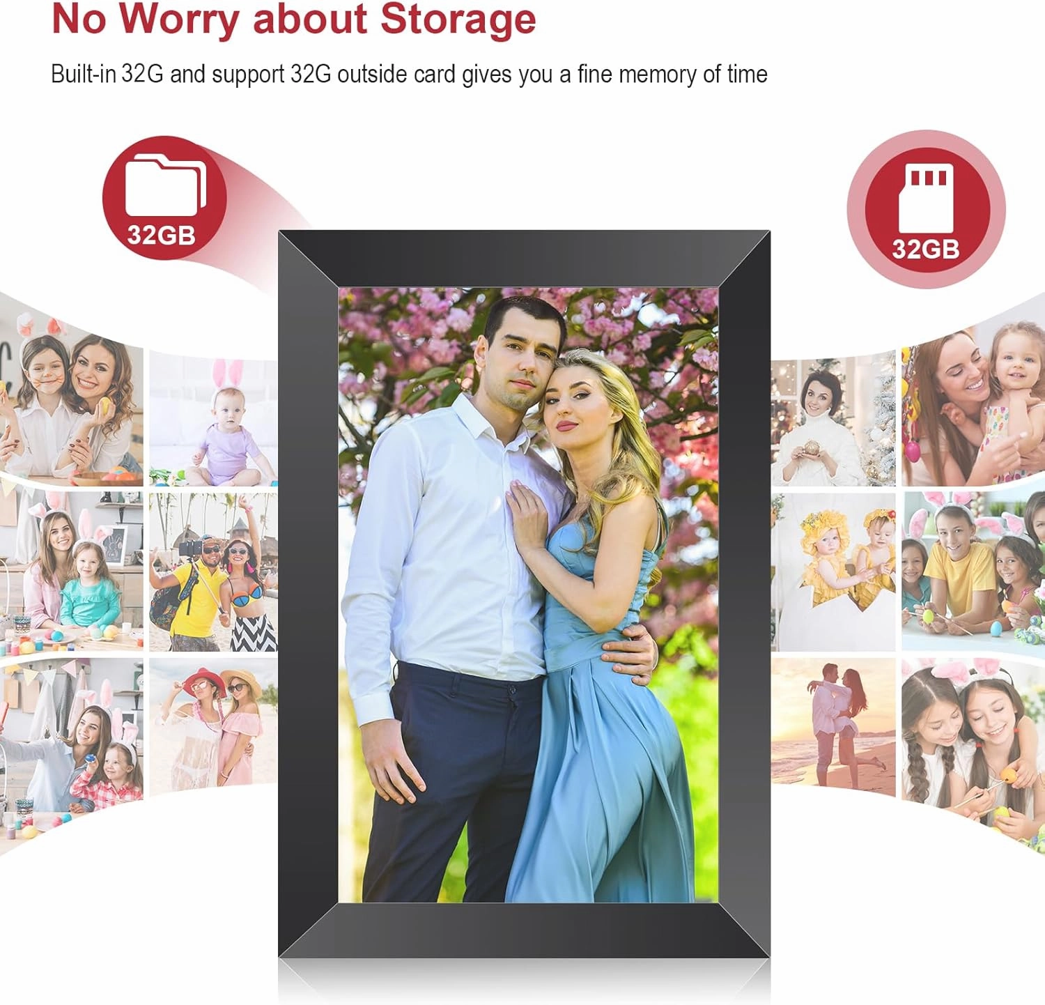 Digital Picture Frame, 10.1" 1280x800 HD IPS Touch Screen Picture Frames with 32GB Memory, Smart Digital Photo Frame Warm Gifts for Mom, Quick & Easy Setup,Share Photos and Videos via Frameo App