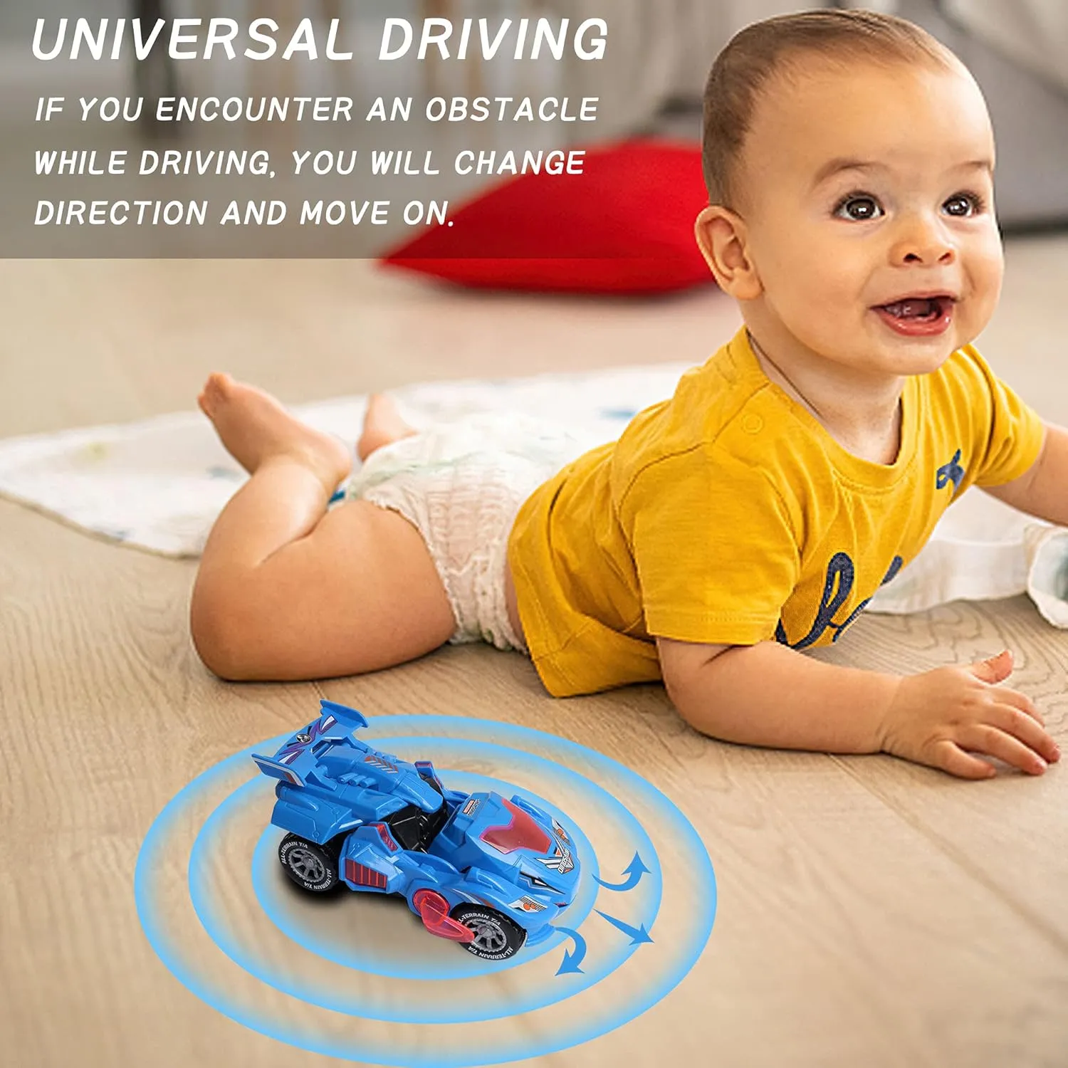 Dinosaur Toys for 3-6 Year Old Boys for Kids Transforming Dinosaur Car with LED Light and Music Gifts for 4-7 Year Old (Blue)