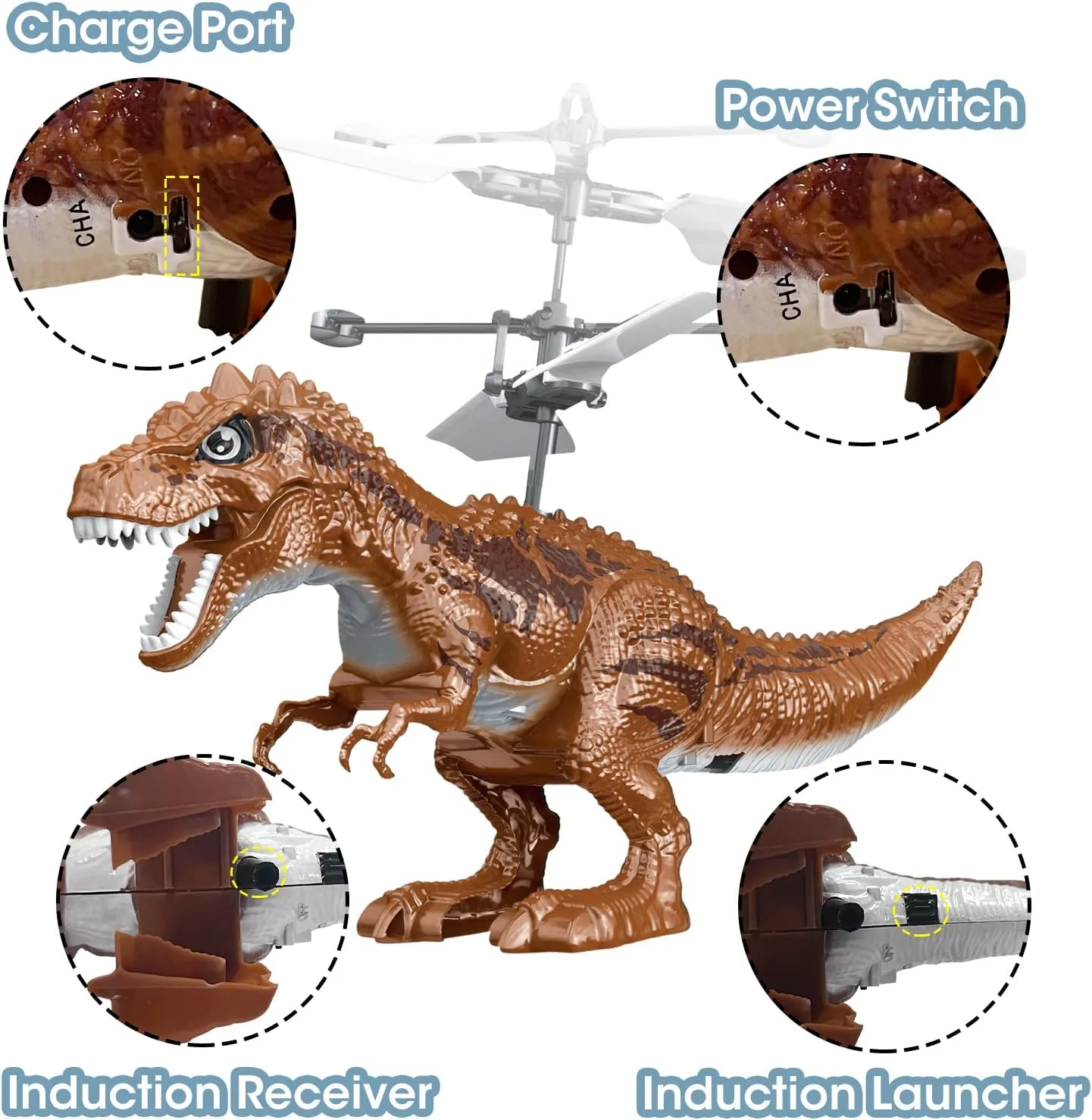 Dinosaur Toys, Remote Flying Dinosaur Drone Infrared Induction RC Flying Ball Toy for Kids Boys Girls Gifts LED Light Helicopter Flying Drone Indoor and Outdoor Games Toys for Age 8 9 10 11 12 