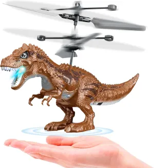 Dinosaur Toys, Remote Flying Dinosaur Drone Infrared Induction RC Flying Ball Toy for Kids Boys Girls Gifts LED Light Helicopter Flying Drone Indoor and Outdoor Games Toys for Age 8 9 10 11 12 