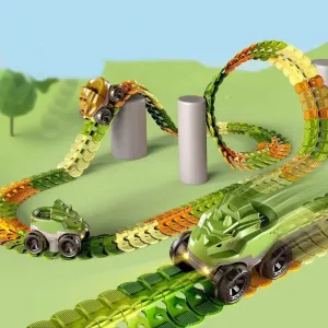 Dinosaur Traffic Jam Race Track Toy - Gravity-Powered Car Set