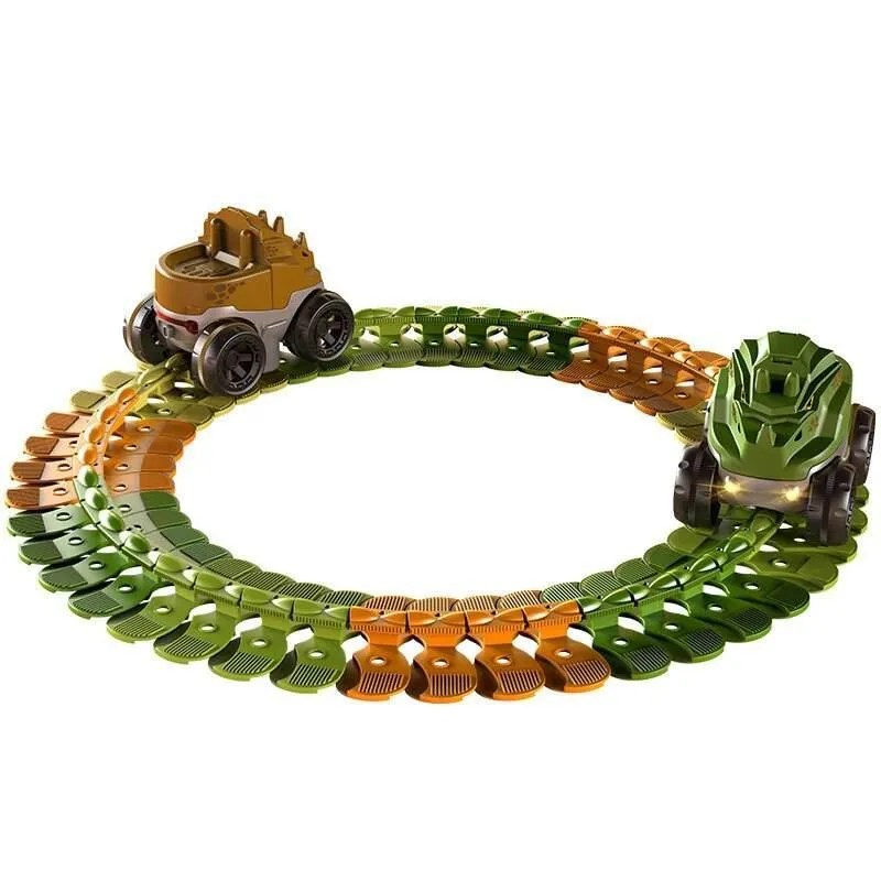 Dinosaur Traffic Jam Race Track Toy - Gravity-Powered Car Set