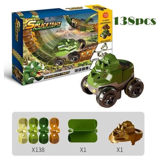Dinosaur Traffic Jam Race Track Toy - Gravity-Powered Car Set