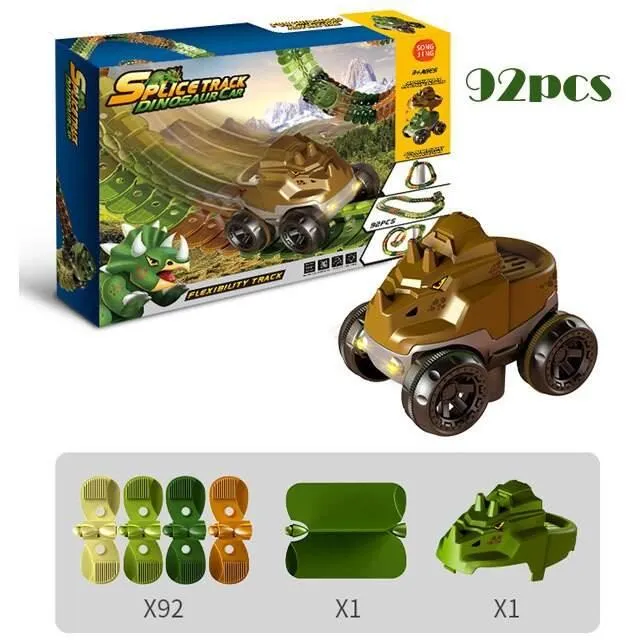 Dinosaur Traffic Jam Race Track Toy - Gravity-Powered Car Set