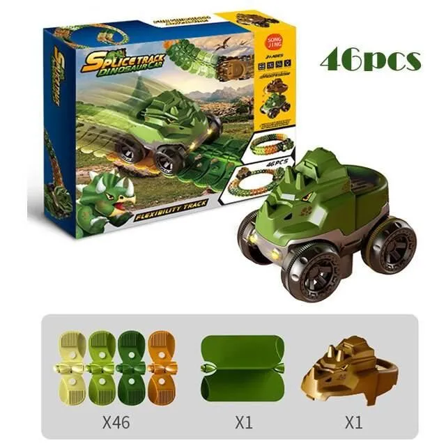 Dinosaur Traffic Jam Race Track Toy - Gravity-Powered Car Set