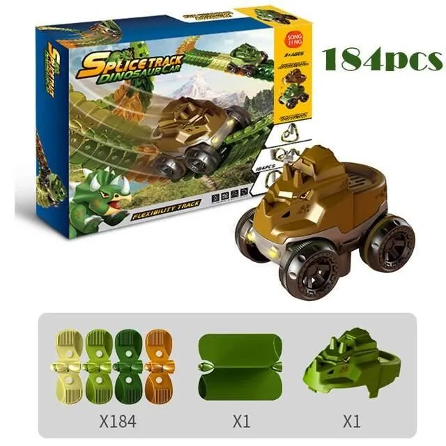 Dinosaur Traffic Jam Race Track Toy - Gravity-Powered Car Set