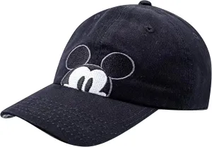 Disney Mickey Mouse Dad Hat, Cotton Adjustable Baseball Cap with Curved Brim