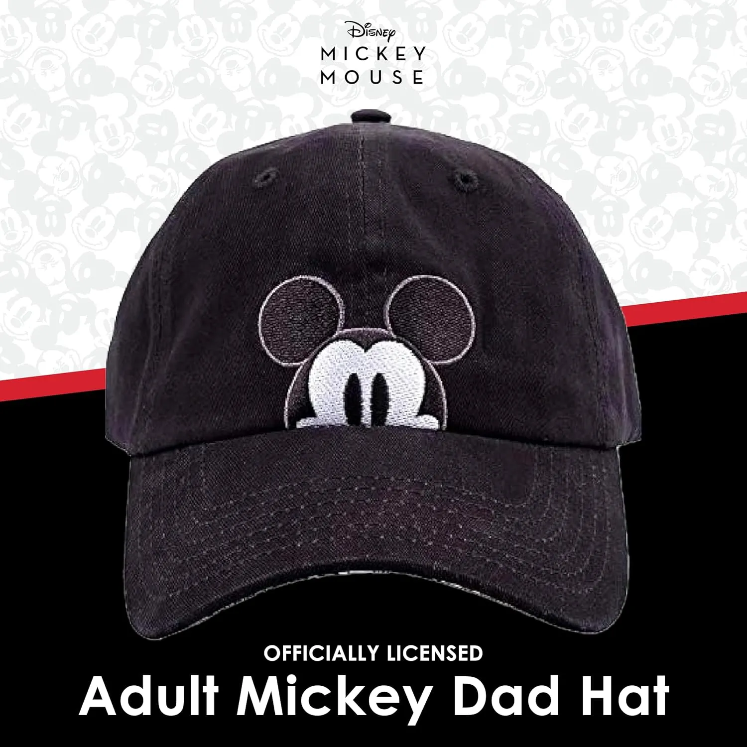 Disney Mickey Mouse Dad Hat, Cotton Adjustable Baseball Cap with Curved Brim