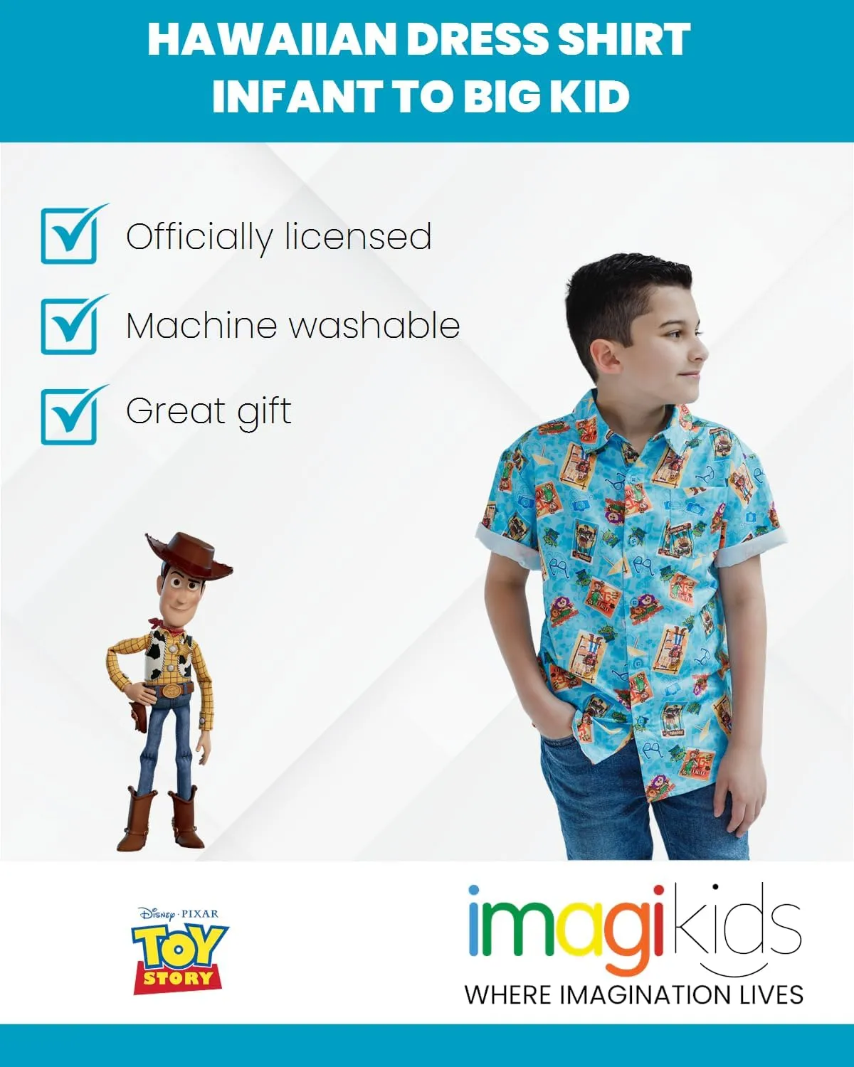 Disney Toy Story Mickey Mouse Cars Nightmare Before Christmas Button Down Shirt Toddler to Big Kid